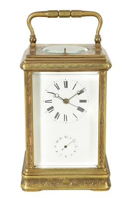 Lot 1230 - A LATE 19TH CENTURY ENGRAVED REPEATING CARRIAGE CLOCK MADE FOR THE CHINESE MARKET