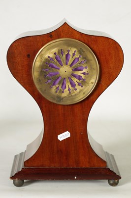 Lot 784 - CHARLES FRODSHAM A STYLISH ART NOVEAU BOX WOOD STRUNG AND SIMULATED FLORAL INLAID MAHOGANY EIGHT-DAY MANTEL CLOCK