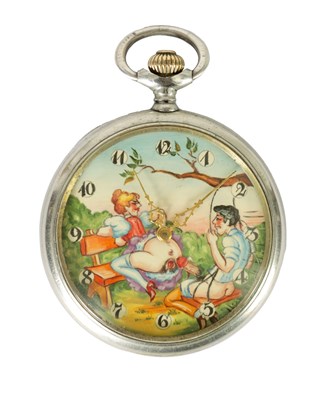 Lot 471 - AN EROTIC NOVELTY DOXA POCKET WATCH