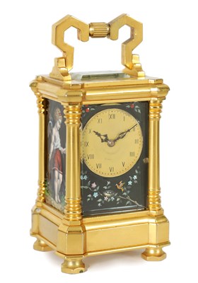 Lot 1207 - A LATE 19TH CENTURY MINIATURE LIMOGES ENAMEL CARRIAGE CLOCK