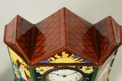 Lot 168 - AN ARTS AND CRAFTS FOLEY POTTERY 'INTARSIO' CLOCK DESIGNED BY FREDERICK RHEAD CIRCA 1900