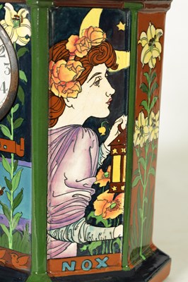 Lot 168 - AN ARTS AND CRAFTS FOLEY POTTERY 'INTARSIO' CLOCK DESIGNED BY FREDERICK RHEAD CIRCA 1900