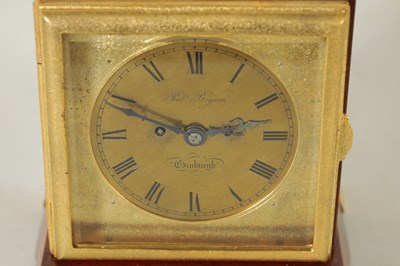 Lot 770 - ROBERT BRYSON, EDINBURGH. A LATE 19TH CENTURY DOUBLE FUSEE CARRIAGE TYPE MANTEL CLOCK