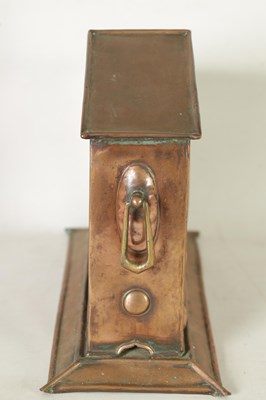 Lot 1243 - AN ARTS AND CRAFTS COPPER MANTEL CLOCK CASE