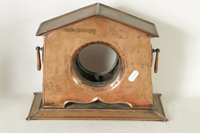 Lot 1243 - AN ARTS AND CRAFTS COPPER MANTEL CLOCK CASE