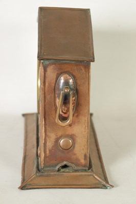 Lot 1243 - AN ARTS AND CRAFTS COPPER MANTEL CLOCK CASE