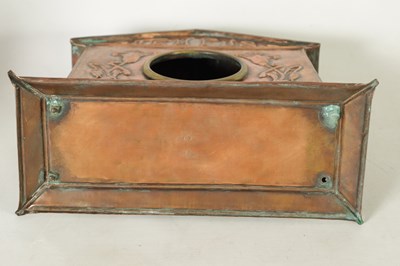 Lot 1243 - AN ARTS AND CRAFTS COPPER MANTEL CLOCK CASE