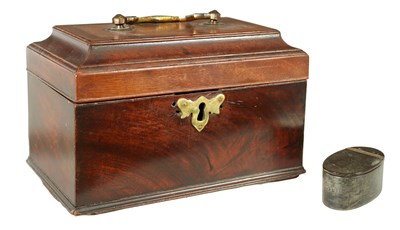 Lot 852 - A GEORGE III MAHOGANY TEA CADDY