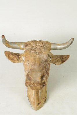 Lot 98 - A 19TH CENTURY 'BULL'S HEAD' TERRACOTTA BUTCHERS WINDOW SHOP ADVERTISING SIGN