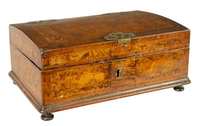 Lot 745 - AN 18TH CENTURY ITALIAN MULBERRY AND MARQUETRY INLAID BOX