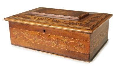 Lot 807 - A 19TH CENTURY KILLARNEY WARE YEW-WOOD AND MARQUETRY INLAID BOX