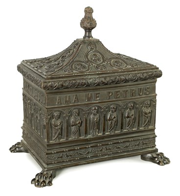 Lot 865 - A 19TH CENTURY CONTINENTAL BRONZE CASKET