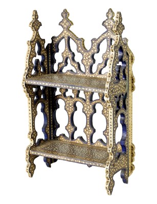 Lot 206 - A 19TH CENTURY KASHMIRI HANGING SHELF