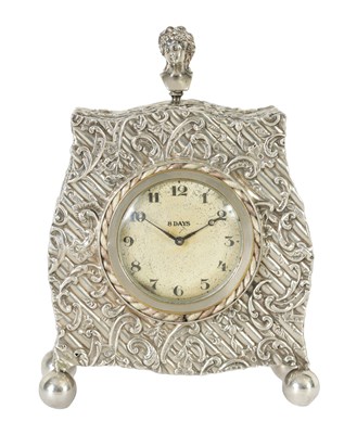 Lot 540 - A VICTORIAN SILVER DESK CLOCK