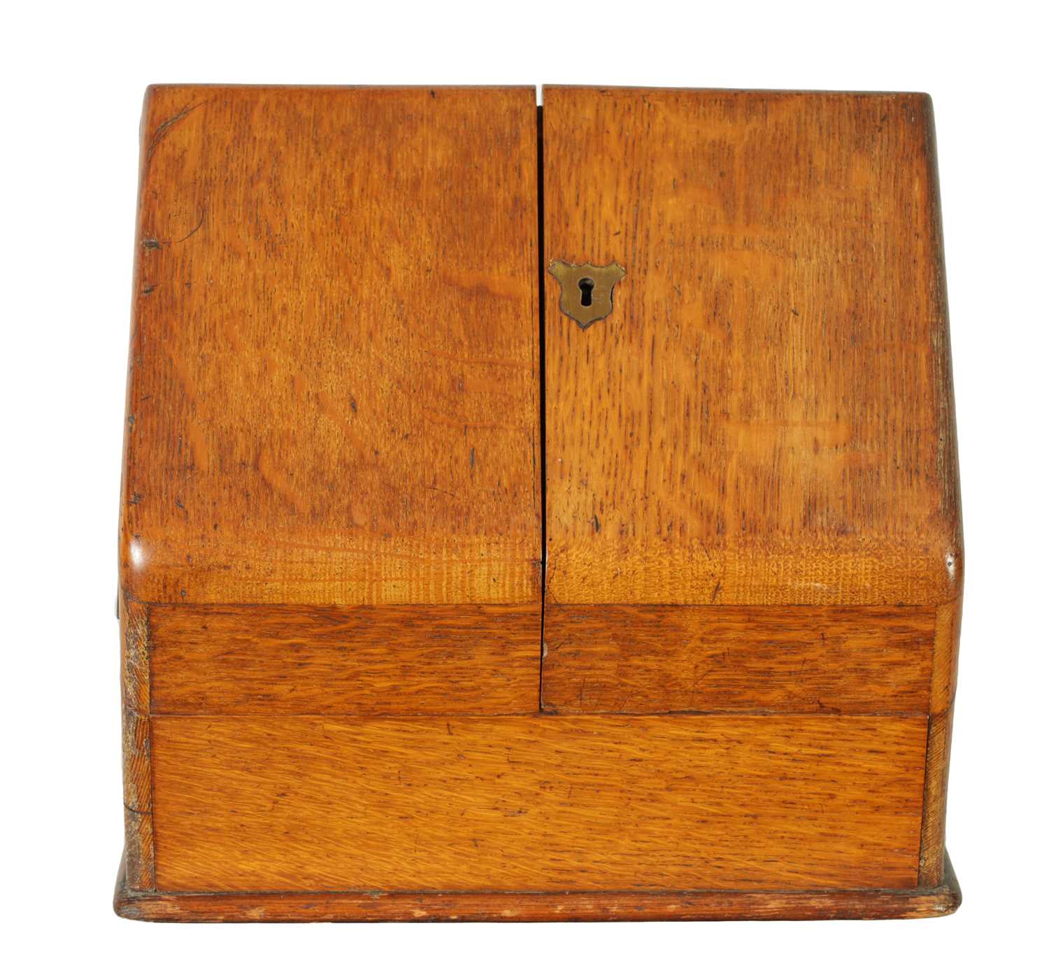 Lot 795 - A LATE 19TH CENTURY OAK STATIONARY BOX