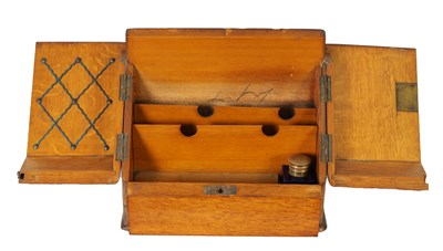 Lot 795 - A LATE 19TH CENTURY OAK STATIONARY BOX