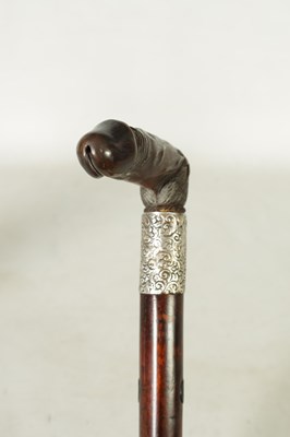 Lot 670 - AN EARLY 20TH CENTURY EROTIC CARVED HORN WALKING STICK