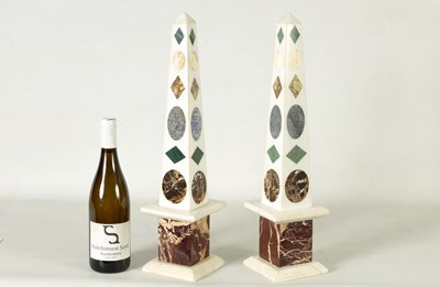 Lot 975 - A PAIR OF SPECIMEN MARBLE OBELISKS