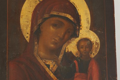 Lot 676 - AN EARLY DOUBLE-SIDED ICON DEPICTING ST NICHOLAS AND THE VIRGIN MARY WITH CHILD