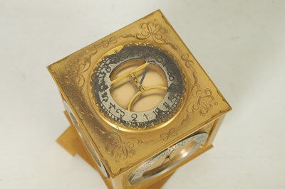 Lot 1191 - A 20TH CENTURY GILT BRASS REVOLVING DESK CLOCK COMPENDIUM