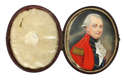 Lot 1068 - AN 18TH CENTURY OVAL MINIATURE BUST PORTRAIT ON IVORY