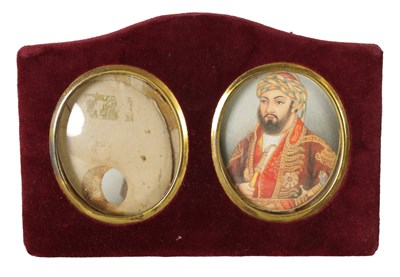 Lot 1010 - A 19TH CENTURY BUST PORTRAIT ON IVORY OF MAHARAGA JASWANT SINGH