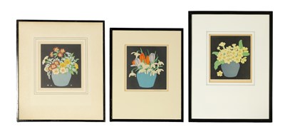 Lot 1044 - A SET OF THREE SIGNED HALL THORPE WOODCUT PRINTS