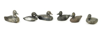 Lot 916 - A COLLECTION OF SIX 19TH CENTURY PAINTED CARVED WOODEN DECOY DUCKS