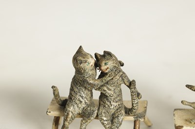 Lot 610 - TWO EARLY 20TH CENTURY AUSTRIAN COLD PAINTED BRONZE SCULPTURES OF CATS