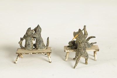 Lot 610 - TWO EARLY 20TH CENTURY AUSTRIAN COLD PAINTED BRONZE SCULPTURES OF CATS