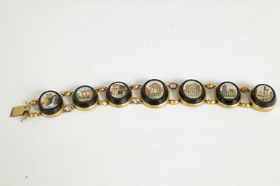 Lot 193 - A 19TH CENTURY ITALIAN GRAND TOUR GOLD METAL AND MICROMOSAIC BRACELET