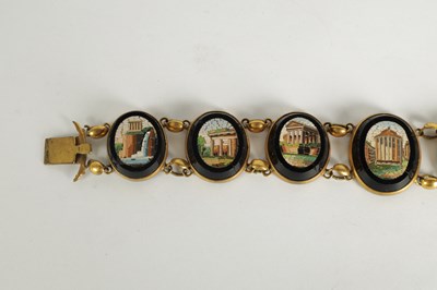 Lot 193 - A 19TH CENTURY ITALIAN GRAND TOUR GOLD METAL AND MICROMOSAIC BRACELET