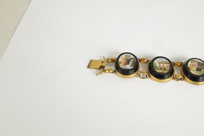 Lot 193 - A 19TH CENTURY ITALIAN GRAND TOUR GOLD METAL AND MICROMOSAIC BRACELET