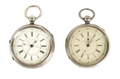 Lot 219 - TWO LATE 19TH CENTURY SILVER CHRONOMETER POCKET WATCHES