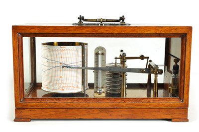 Lot 809 - NEGRETTI AND ZAMBRA, LONDON. A 19TH CENTURY OAK CASED BAROGRAPH