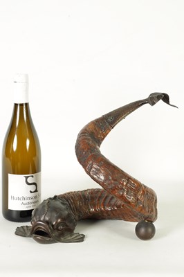 Lot 943 - A 19TH CENTURY ENGLISH RAMS HORN AND BRONZE MOUNTED MODEL OF A DOLPHIN