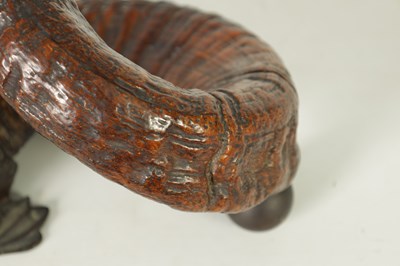 Lot 943 - A 19TH CENTURY ENGLISH RAMS HORN AND BRONZE MOUNTED MODEL OF A DOLPHIN