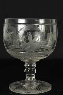 Lot 5 - A LATE GEORGIAN MASONIC GLASS GOBLET