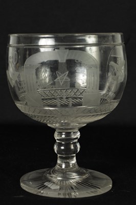 Lot 5 - A LATE GEORGIAN MASONIC GLASS GOBLET