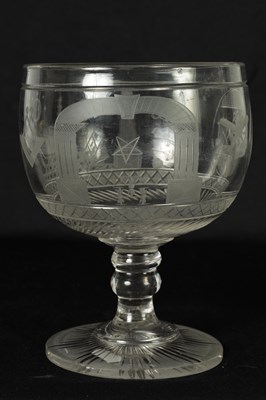 Lot 5 - A LATE GEORGIAN MASONIC GLASS GOBLET