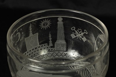 Lot 5 - A LATE GEORGIAN MASONIC GLASS GOBLET