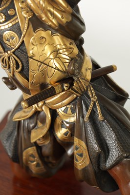 Lot 229 - A FINE LATE 19TH CENTURY JAPANESE MEIJI PERIOD BRONZE AND MIXED METAL SAMURAI ARCHER OF LARGE SIZE