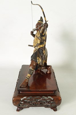 Lot 229 - A FINE LATE 19TH CENTURY JAPANESE MEIJI PERIOD BRONZE AND MIXED METAL SAMURAI ARCHER OF LARGE SIZE