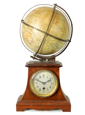 Lot 1255 - A GERMAN REVOLVING GLOBE CLOCK, CIRCA 1900