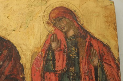 Lot 969 - A 19TH CENTURY GREEK SCHOOL LAMENTATION ICON OIL ON PANEL