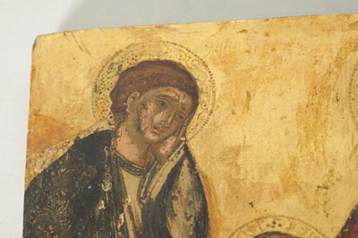 Lot 969 - A 19TH CENTURY GREEK SCHOOL LAMENTATION ICON OIL ON PANEL