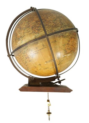 Lot 1297 - A GERMAN TERRESTRIAL GLOBE FROM A CLOCK CIRCA 1900