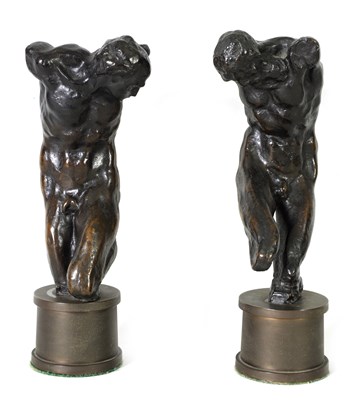 Lot 849 - AN INTERESTING PAIR OF LATE 19TH/EARLY 20TH CENTURY BRONZE SCULPTURES