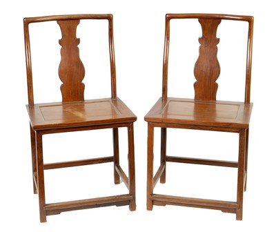 Lot 264 - A PAIR OF 19TH CENTURY HARDWOOD CHINESE HALL CHAIRS