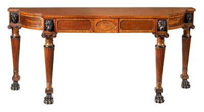 Lot 1398 - A GOOD REGENCY BREAKFRONT MAHOGANY SERVING TABLE OF LARGE SIZE